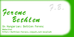 ferenc bethlen business card